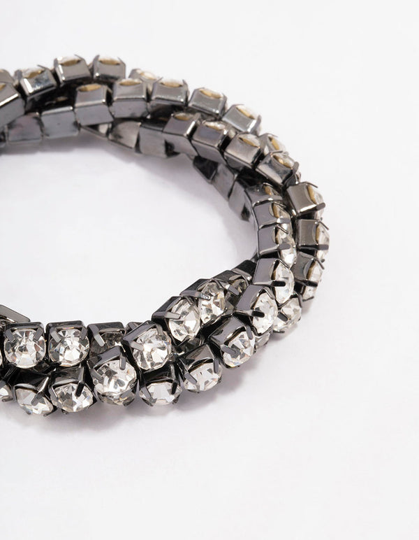 Gunmetal Twisted Diamante Bracelet
