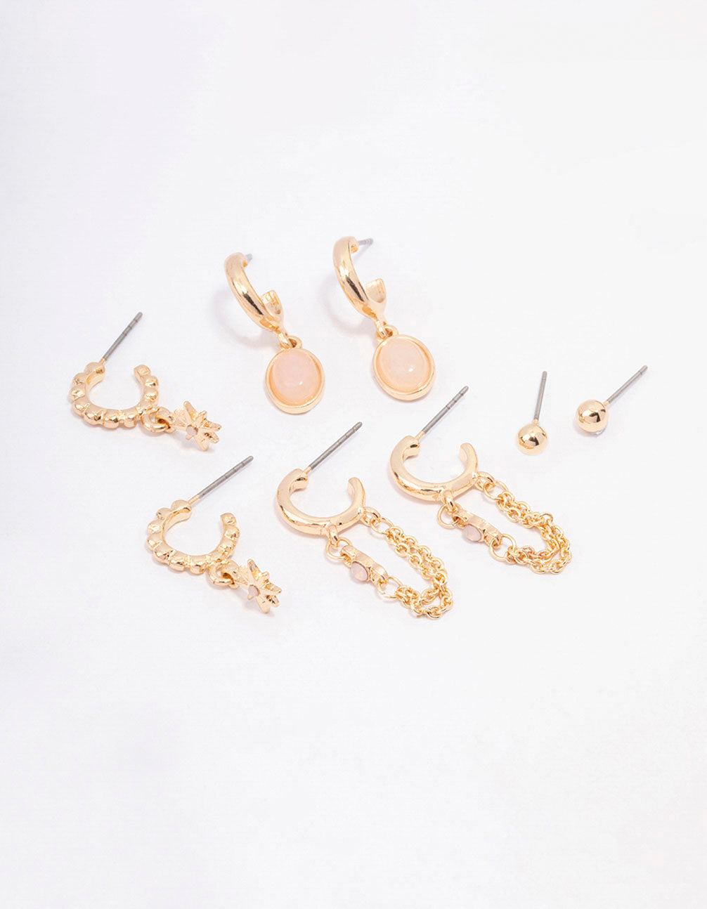 Gold Amethyst Star & Chain Earring 4-Pack