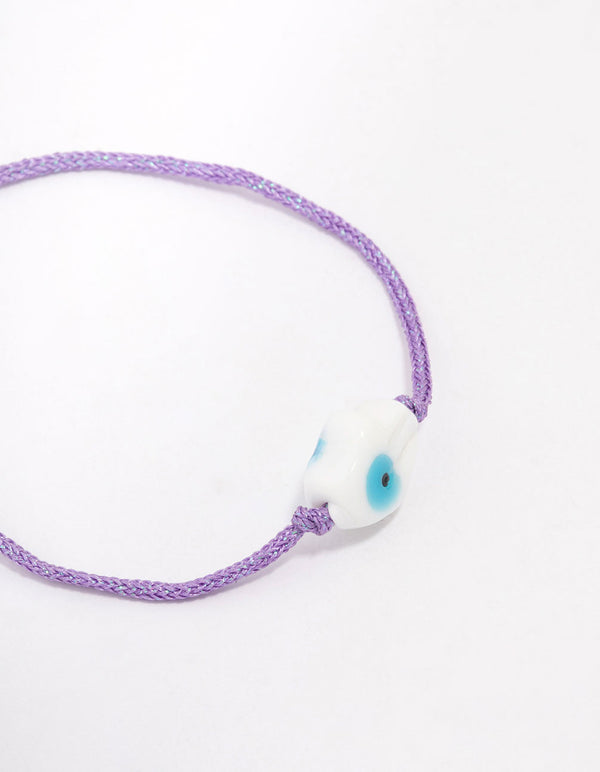 Purple Fabric Evil Eye Toggle Bracelet