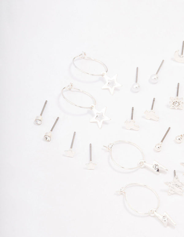 Silver Celestial Cross Earring 12-Pack