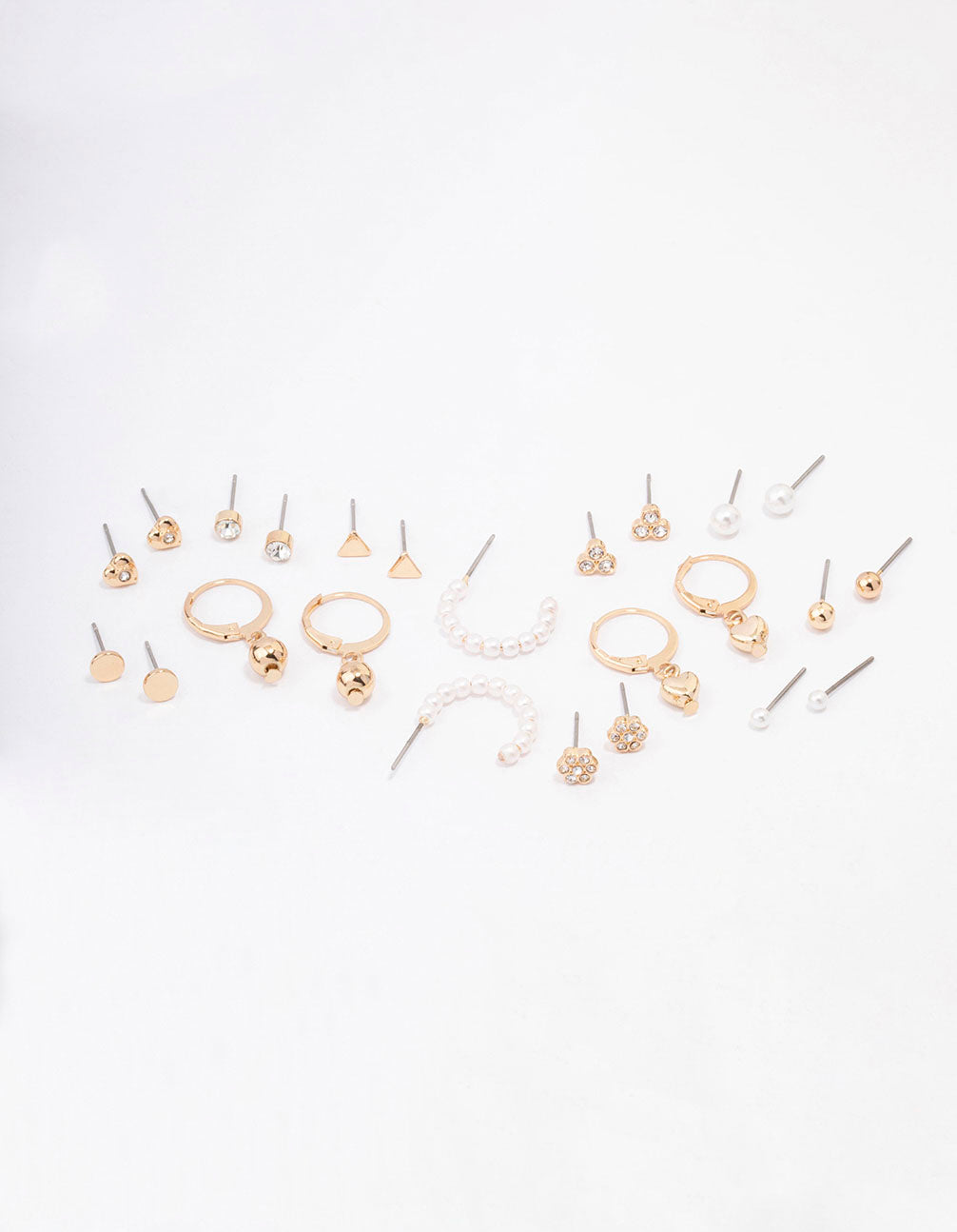 Gold Flower & Heart Earring 12-Pack