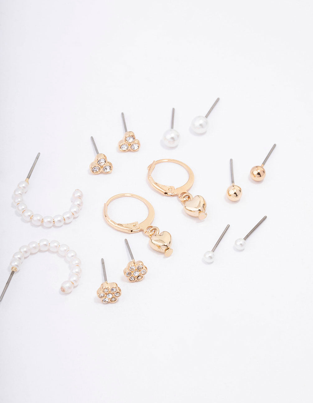 Gold Flower & Heart Earring 12-Pack