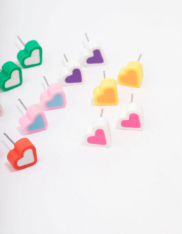 Silver Rubber Heart Stud Earring 8-Pack