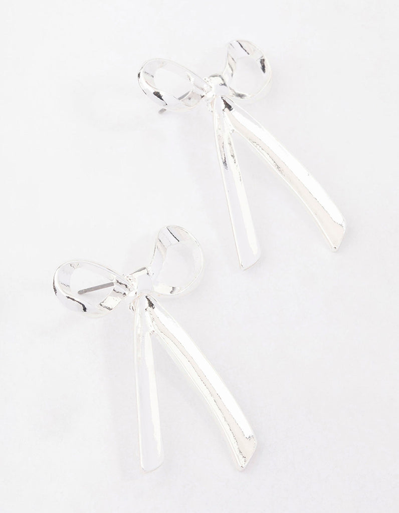 Silver Large Bow Stud Earrings Lovisa