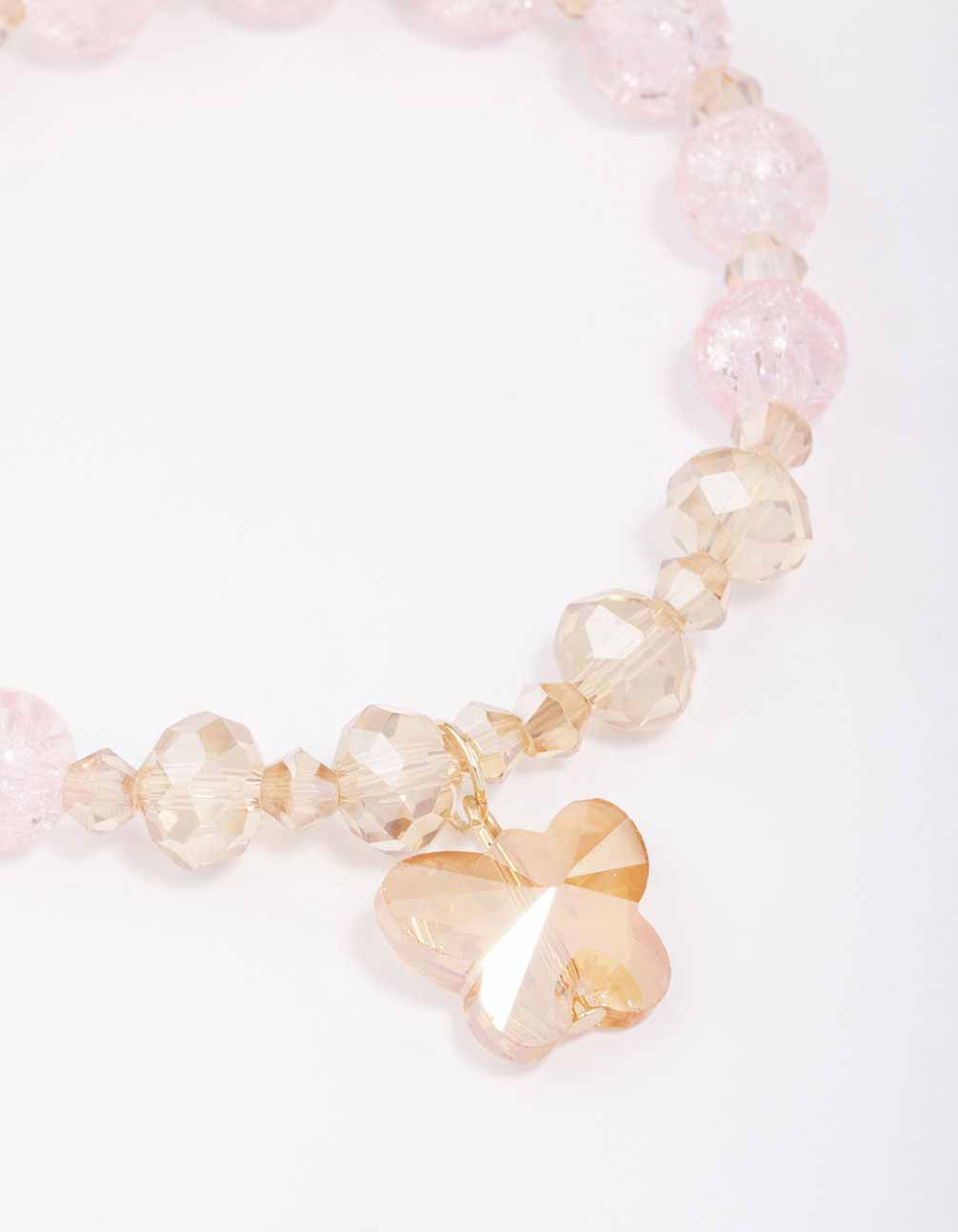 Pink Beaded Butterfly Bracelet