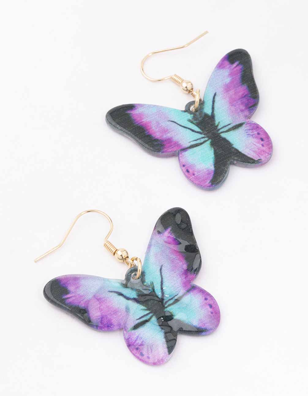Gold Ombre Butterfly Drop Earrings