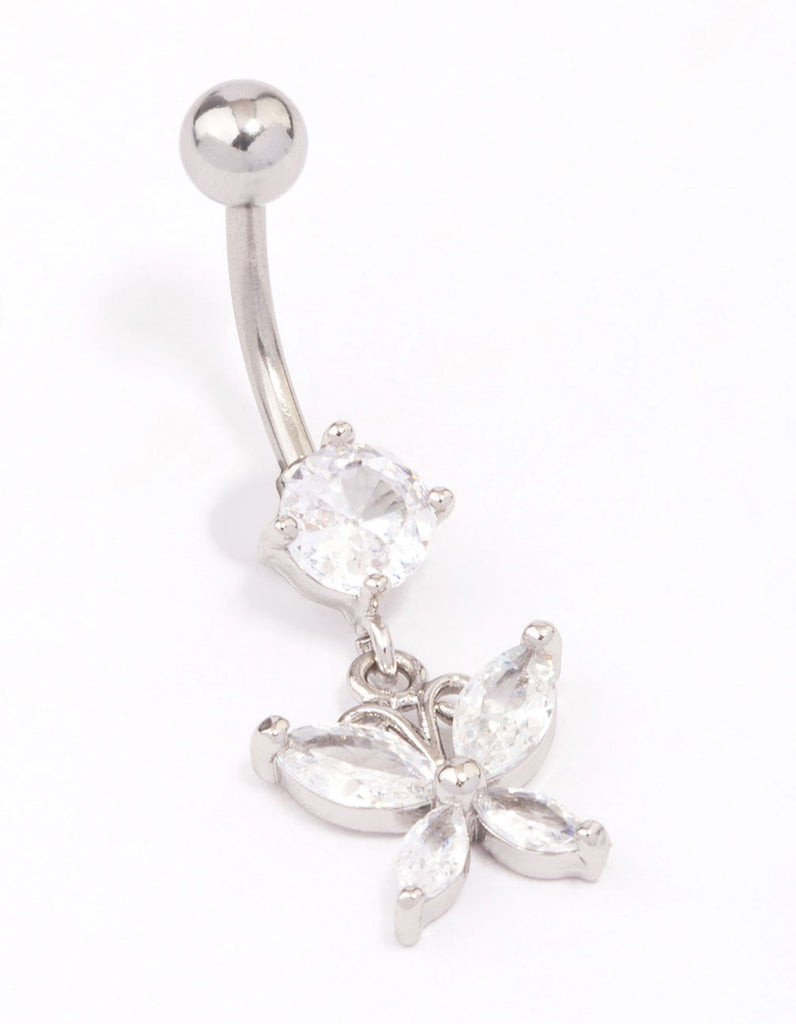 Surgical Steel Round Butterfly Drop Belly Piercing Lovisa