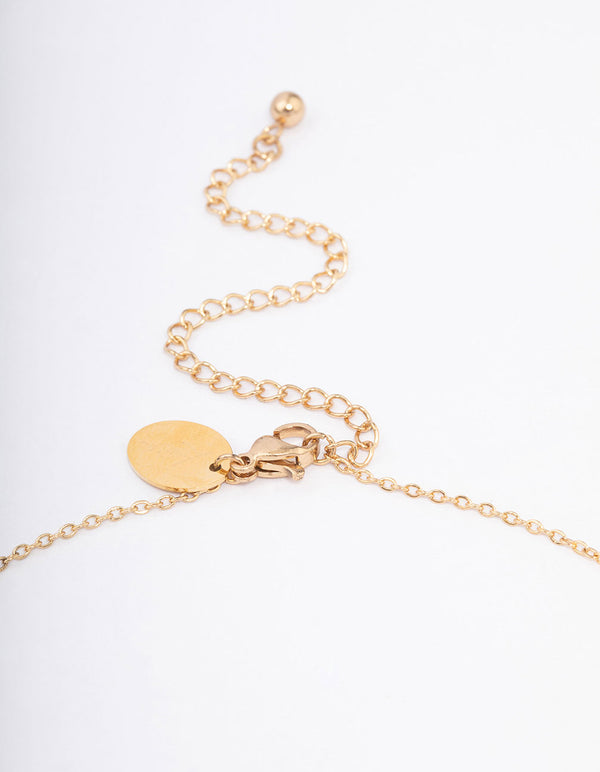 Gold Plated Stainless Steel Diamante & Heart Necklace