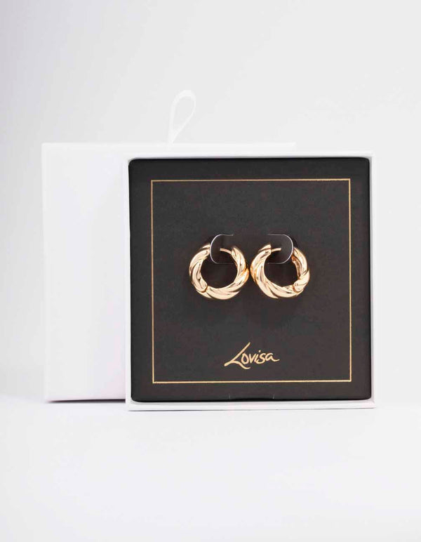 Gold Chunky Twisted Huggie Earrings