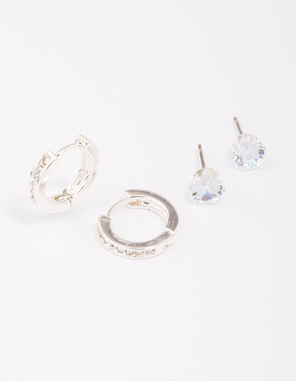 Silver Encased Diamante Earring Pack