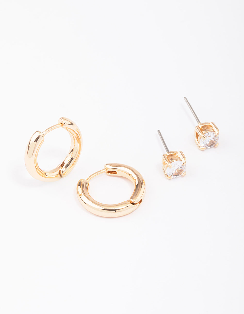 Gold Diamante Stud & Hoop Earring Pack