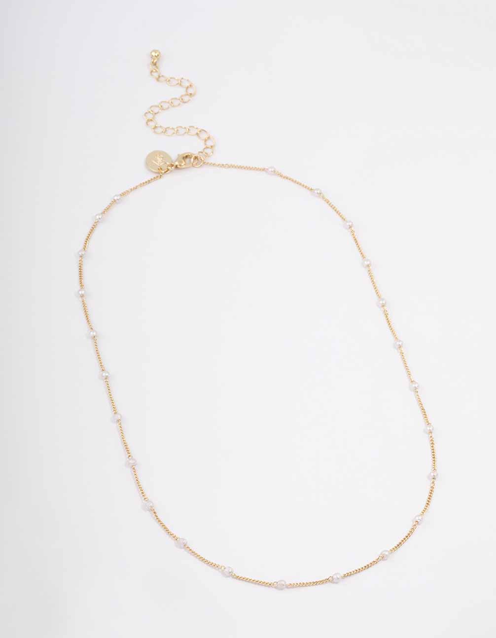 Gold Pearl Chain Necklace