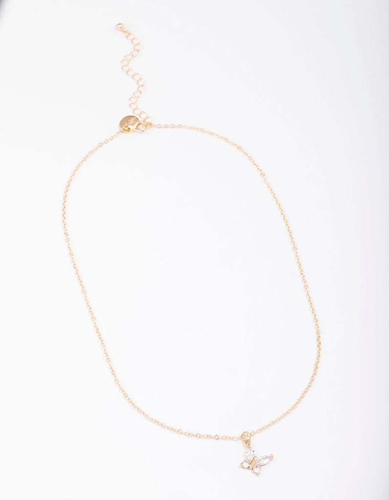 Gold Asymmetrical Butterfly Necklace Lovisa