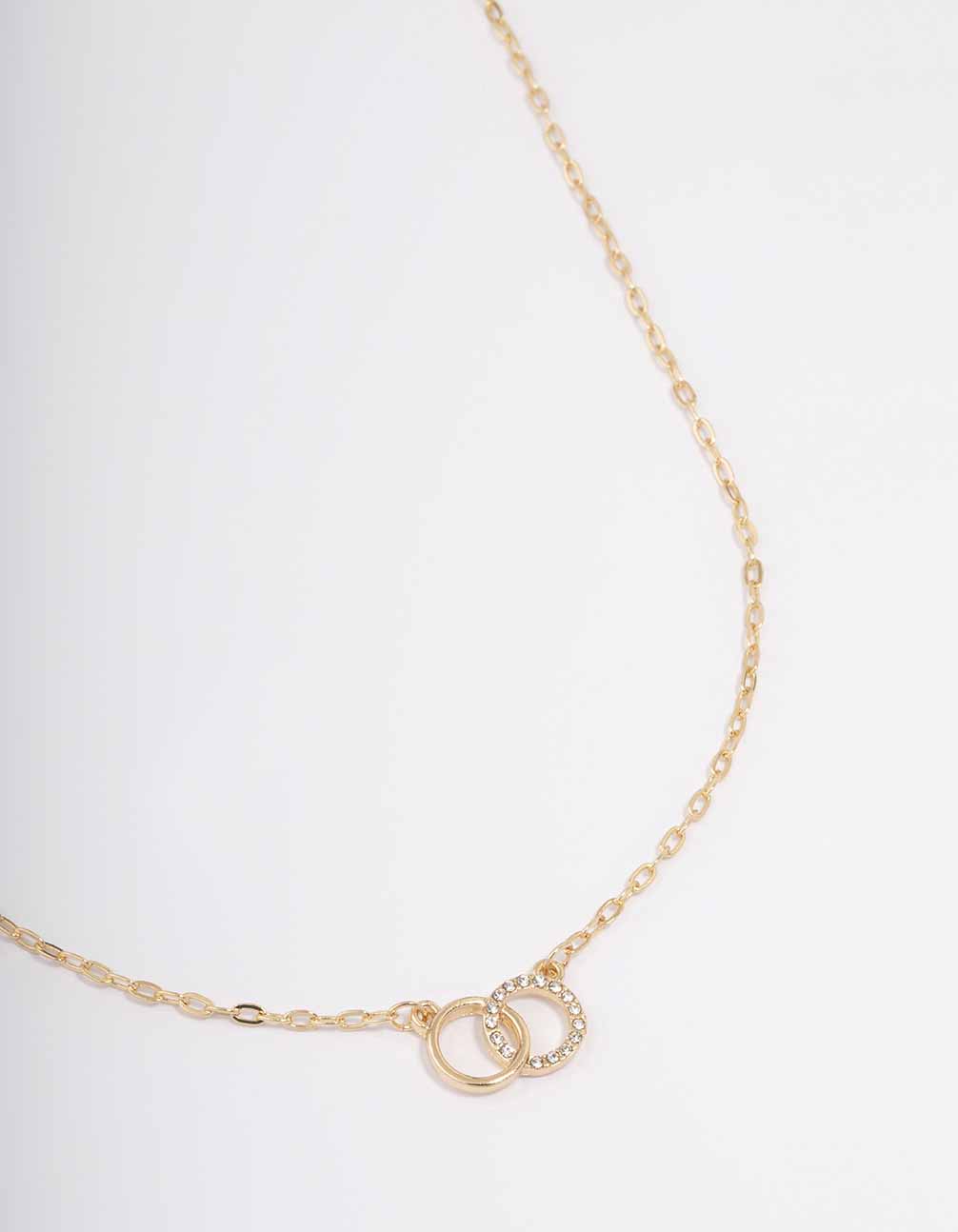 Gold Linked Diamante Circle Necklace