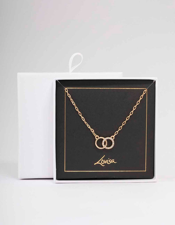 Gold Linked Diamante Circle Necklace