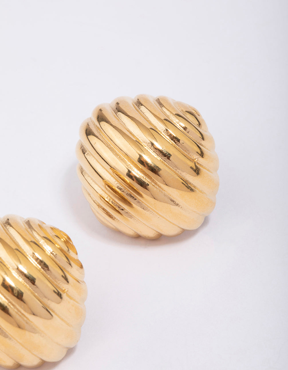 Waterproof Gold Plated Stainless Steel Croissant Textured Stud Earrings