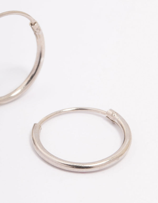 Platinum Sterling Silver Hoop Earrings 12mm