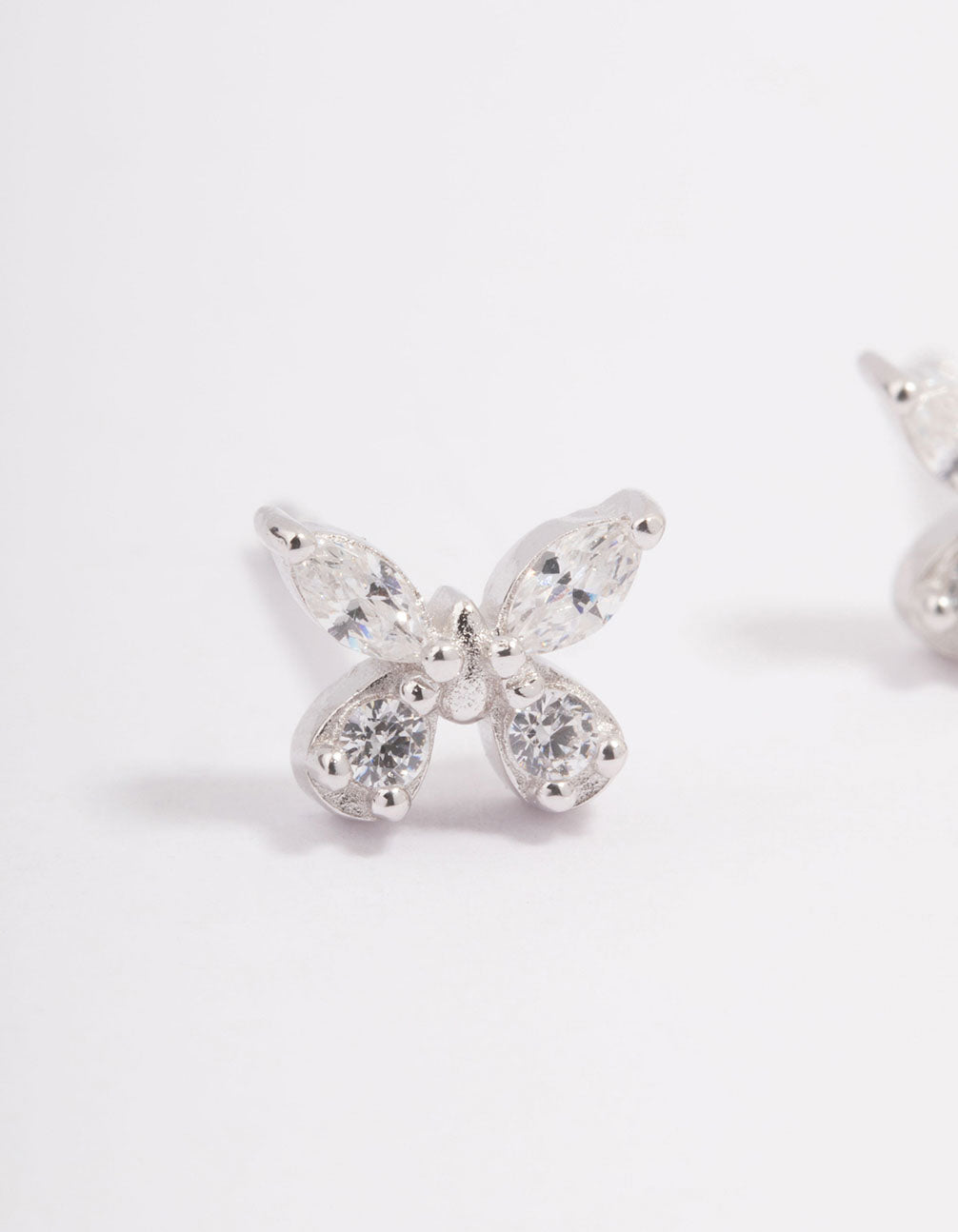 Platinum Sterling Butterfly Cubic Zirconia Stud Earrings