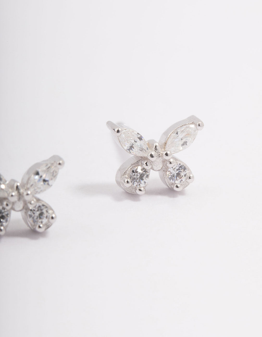Platinum Sterling Butterfly Cubic Zirconia Stud Earrings