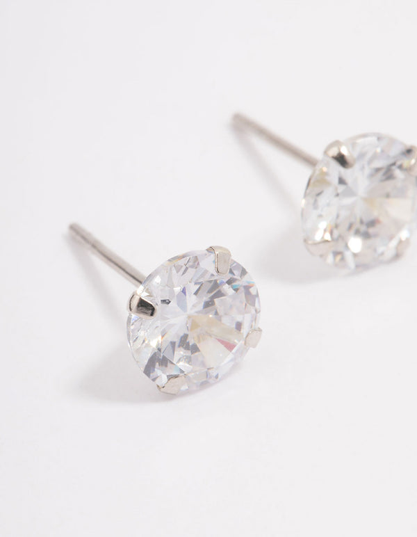 Sterling Silver Cubic Zirconia Claw Stud Earrings
