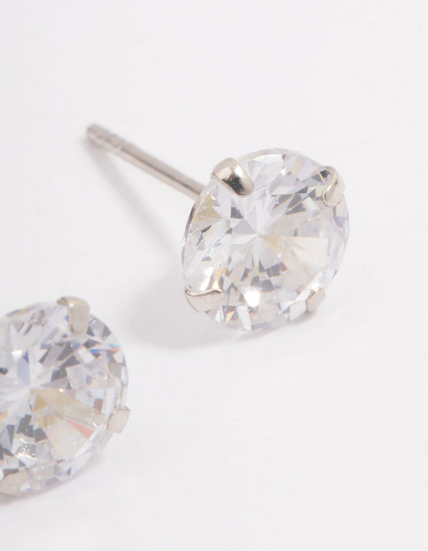 Sterling Silver Cubic Zirconia Claw Stud Earrings