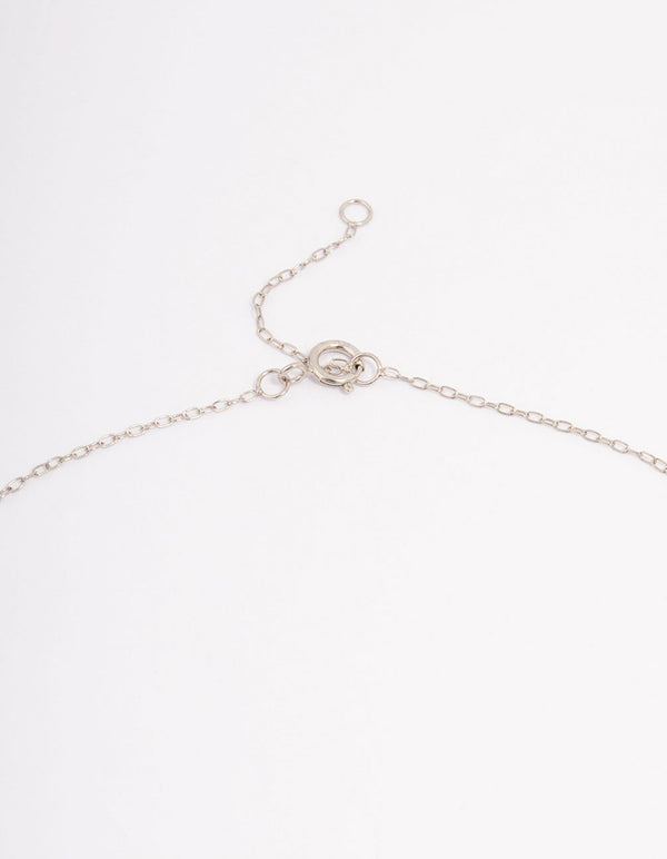 Platinum Sterling Silver Baguette Cubic Zirconia Pendant Necklace