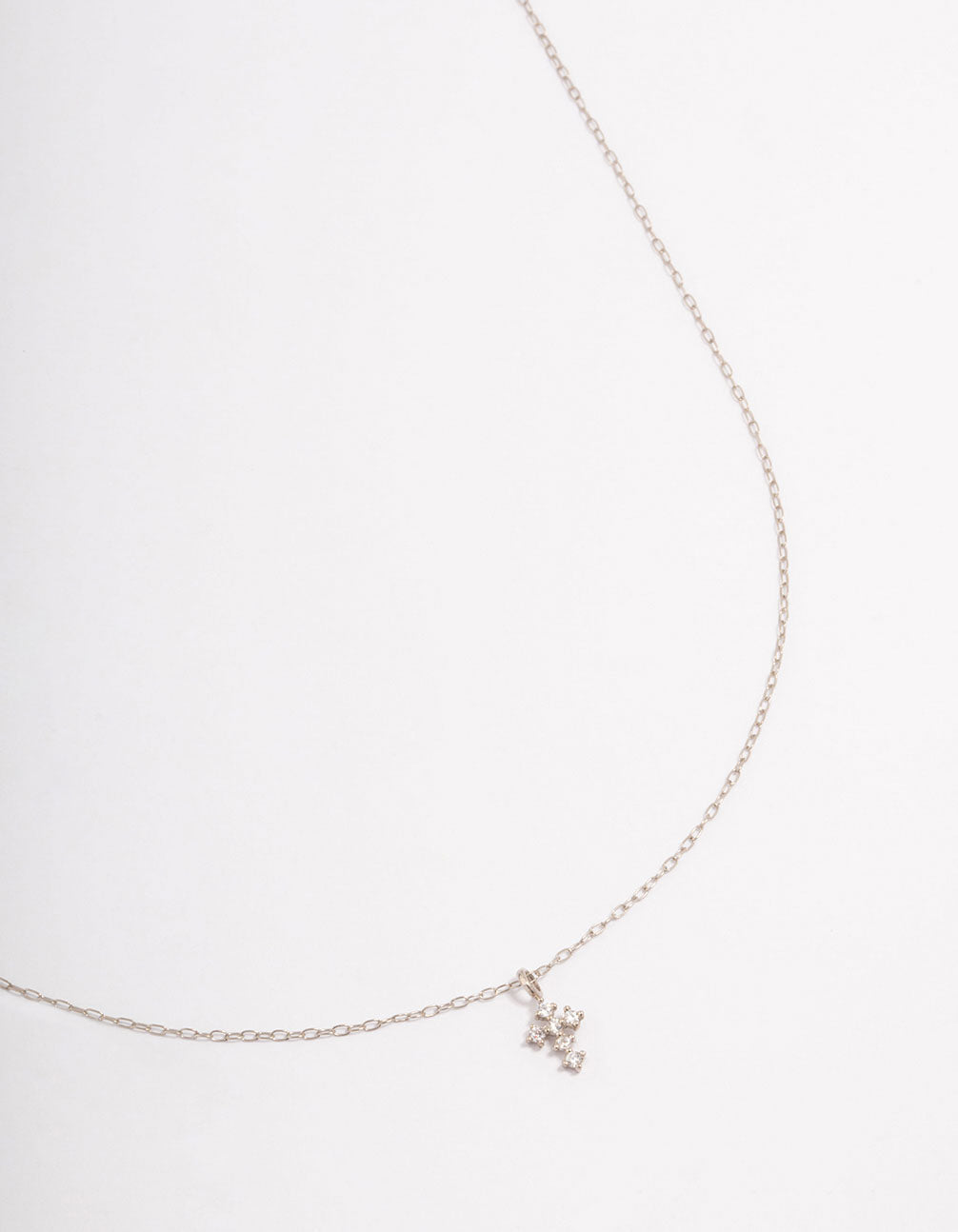 Platinum Sterling Silver Cross Cubic Zirconia Pendant Necklace