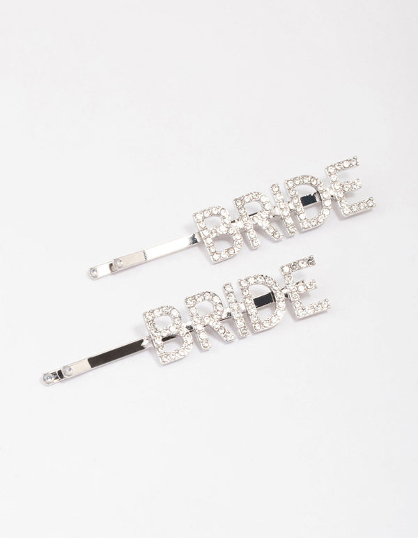 Silver Diamante Bride Hair Clip Pack