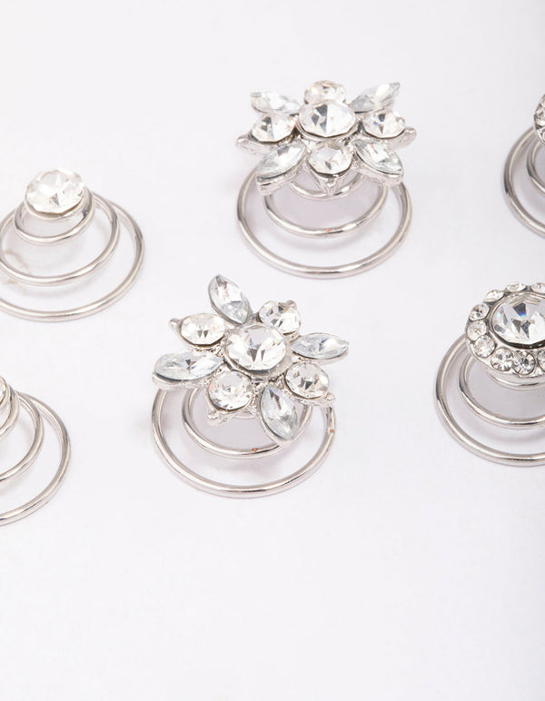 Silver Round Hair Spiral 6-Pack