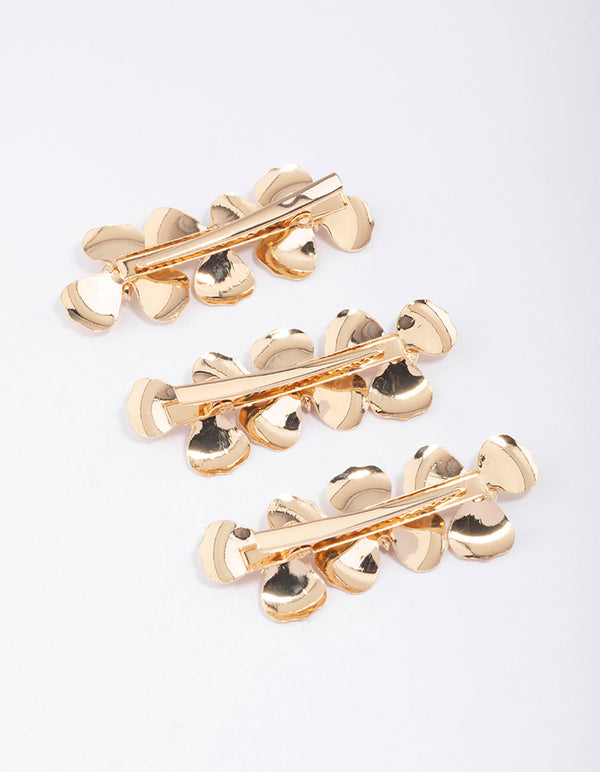 Gold Triple Daisy Hair Clip 3-Pack