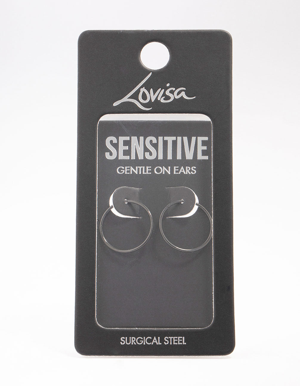 Black Surgical Steel Sleeper Hoop Earrings 16mm