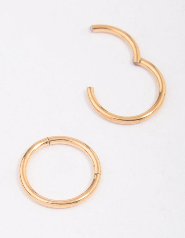 Gold Plated Surgical Steel Sleeper Hoop Earrings 10mm