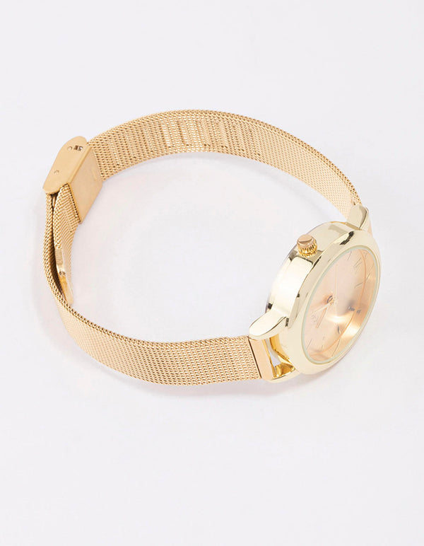 Gold Small Simple Mesh Watch