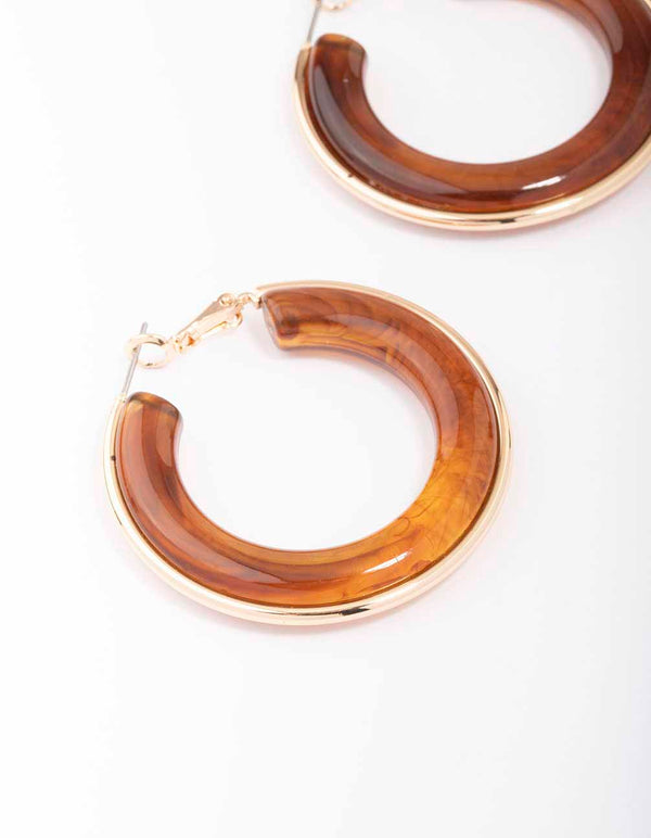 Gold Small Tortoiseshell Hoop Earrings