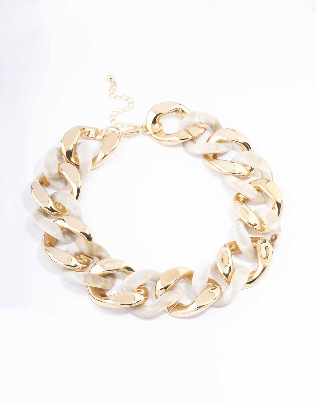 Gold Acrylic Mixed Link Short Necklace