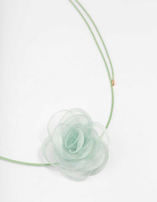 Mint Cord Flower Choker