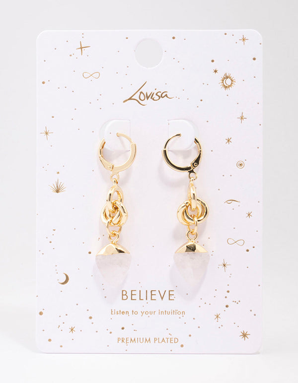 Gold Plated Linked Semi-Precious Drop Earrings