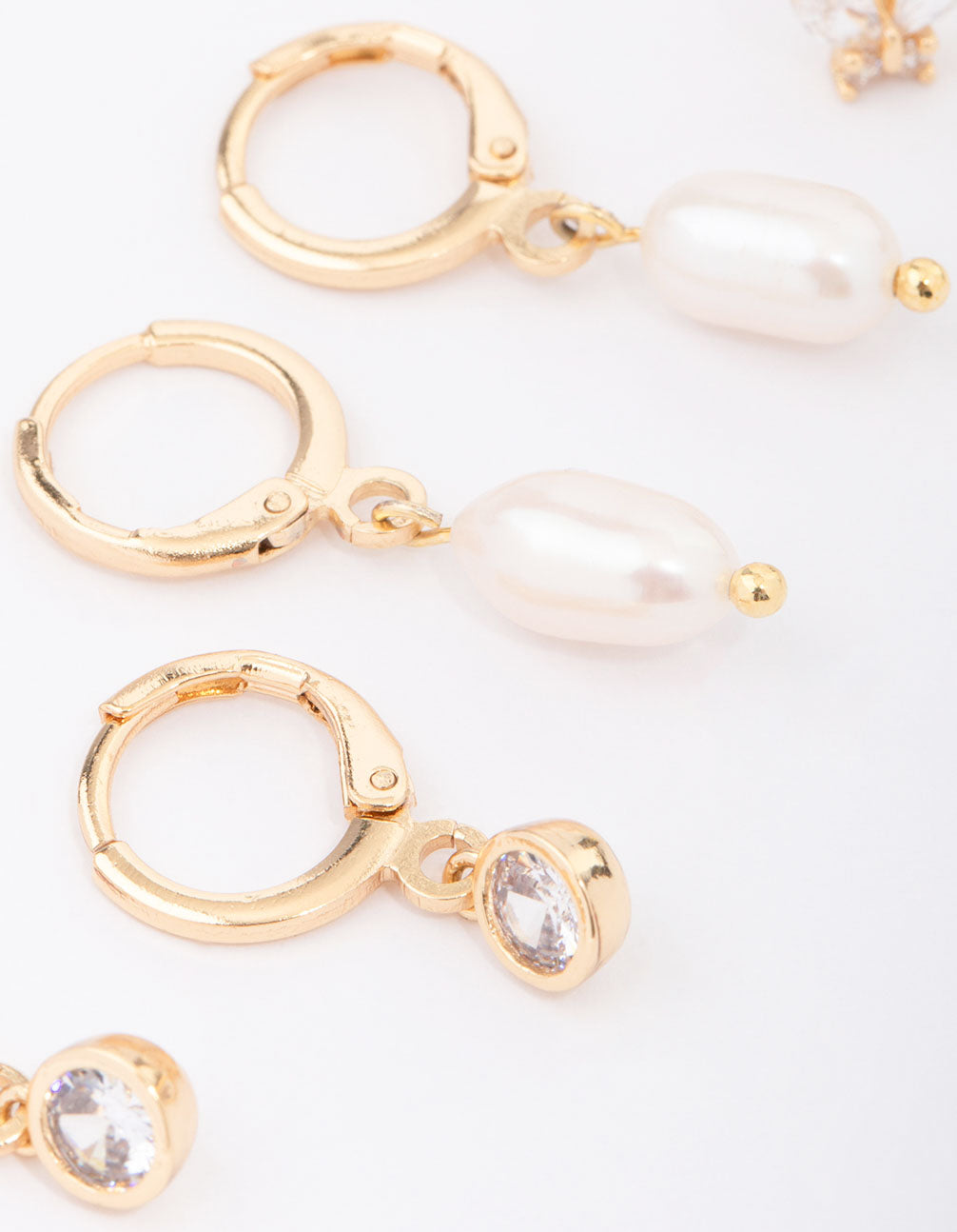 Gold Plated Freshwater Pearl Huggie Earring 3-Pack