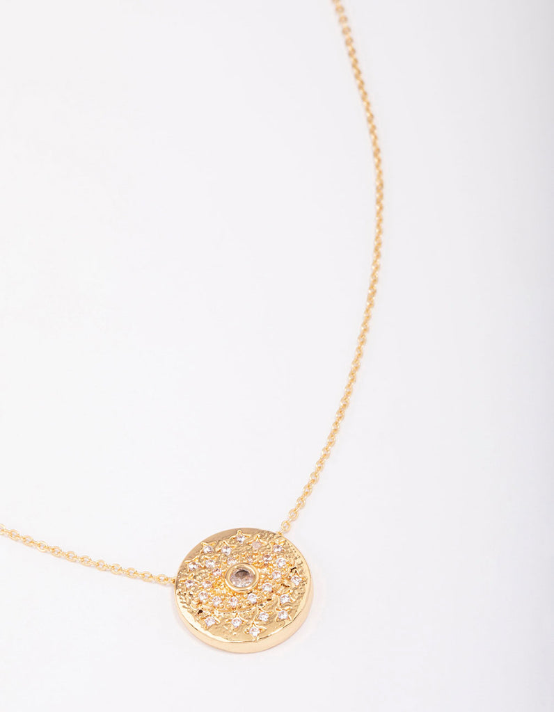 Evil Eye Zircon Pendant with Gold Chain