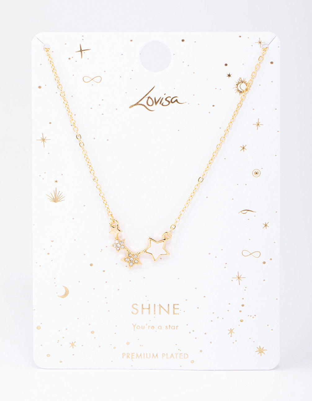 Gold Plated Star Trail Cubic Zirconia Pendant Necklace