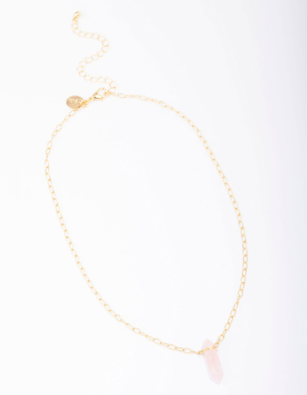 Gold Plated Rose Quartz Pointed Pendant Necklace