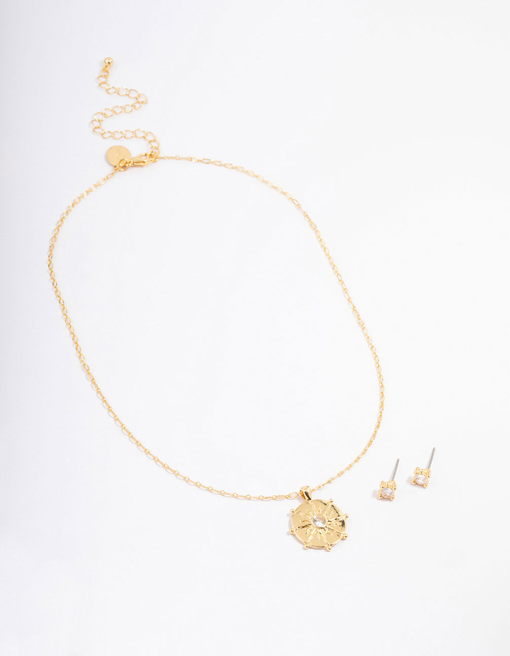 Gold Plated Sun Wheel Necklace & Earring Jewellery Set