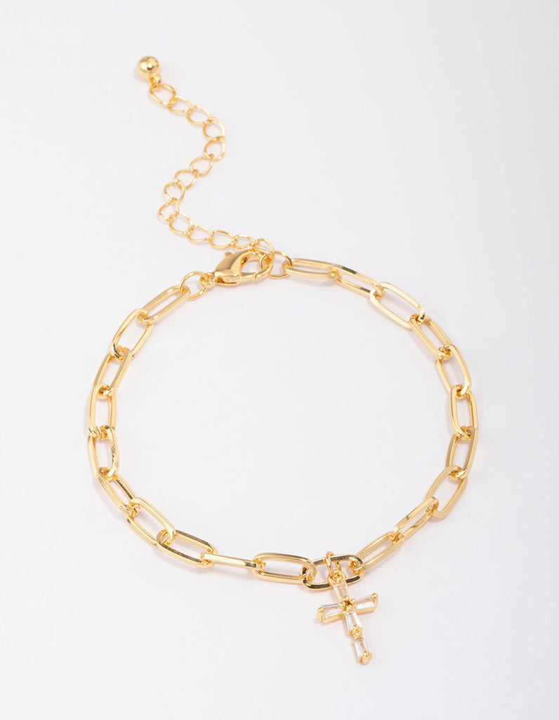 Cross Accented Shell Charm Stretch Bracelet main image 1
