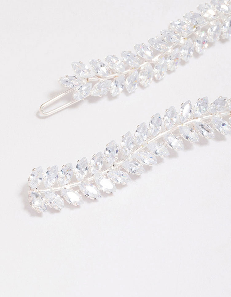 Silver Wavy Cubic Zirconia Vine Hair Clip Pack