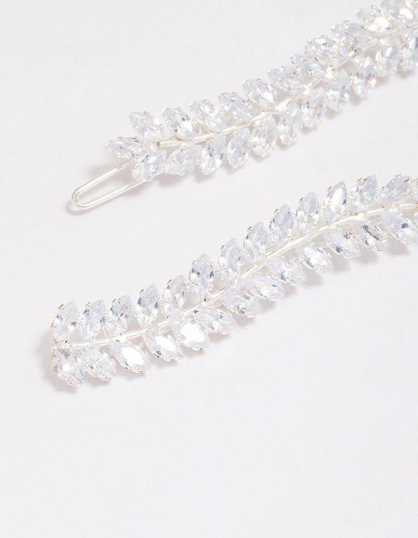 Silver Wavy Cubic Zirconia Vine Hair Clip Pack