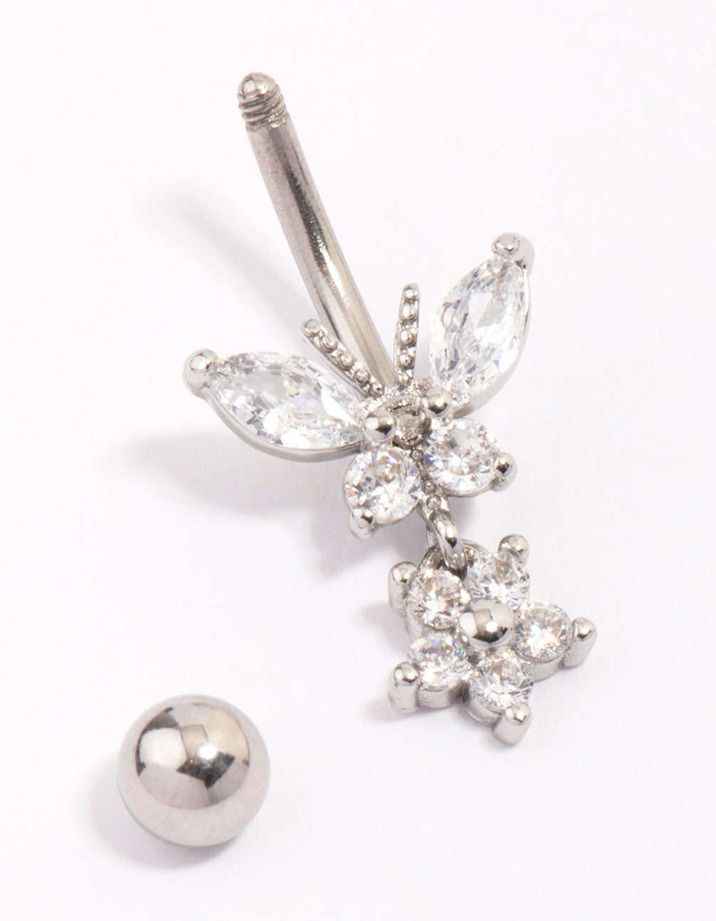 Surgical Steel Butterfly & Flower Belly Piercing