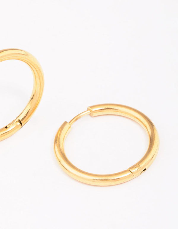 Gold Plated Surgical Steel Polished Hoop Earrings