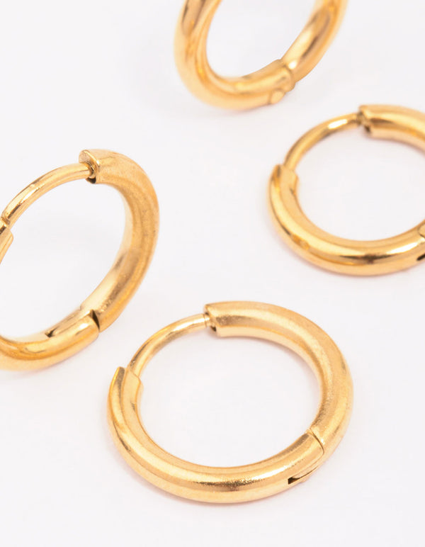 Gold Plated Surgical Steel Classic Hoop Earring Pack