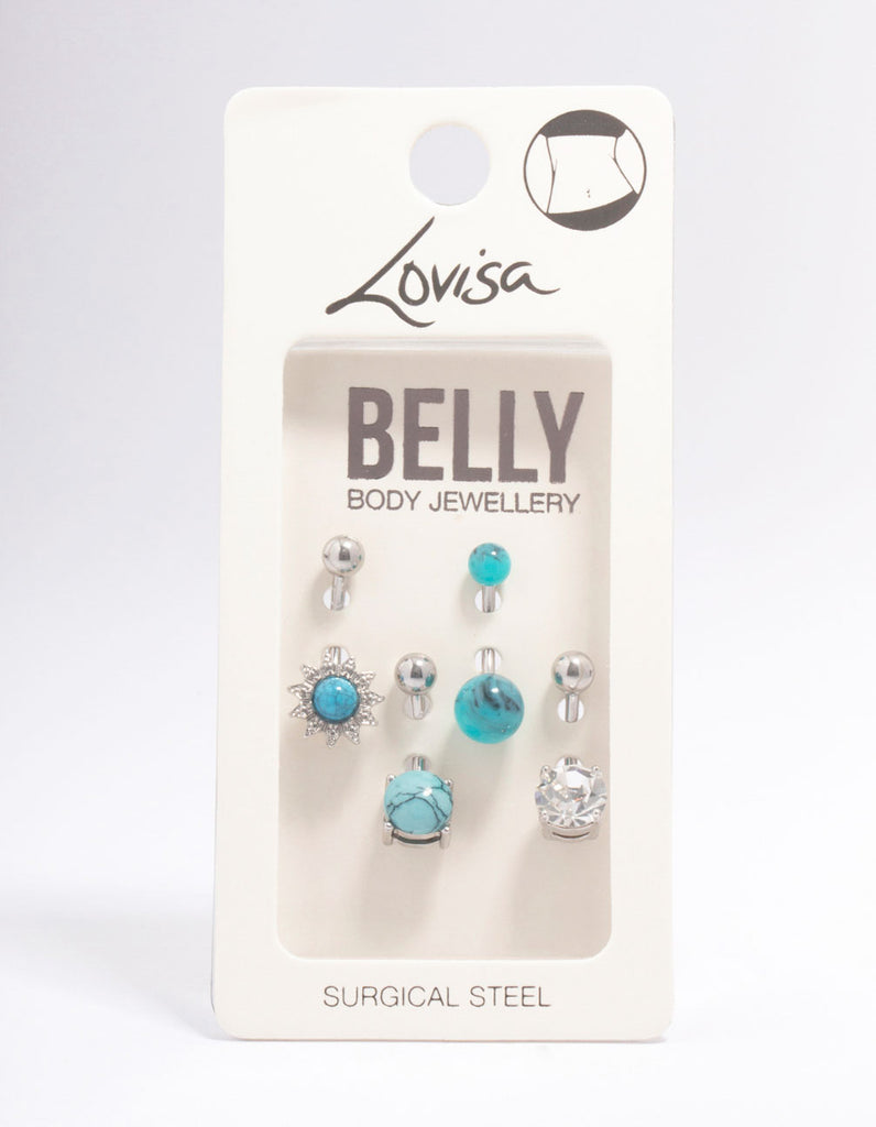Surgical Steel Sunflower Belly Piercing 4-Pack Lovisa