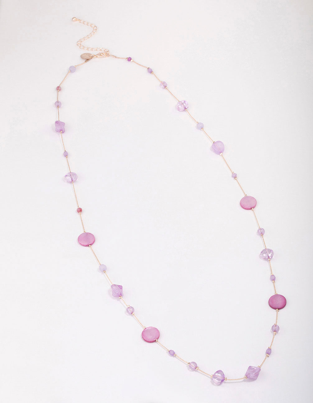 Rose Gold Round Purple Stone Necklace